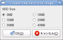 Create New HD image dialog